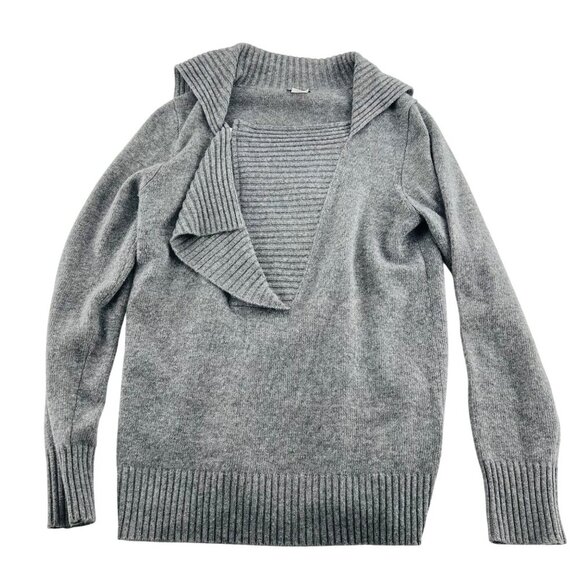J. Crew Womens Gray Wool Blend Sweater With Zipper Collar & Ribbed Trim Size M - Picture 1 of 7